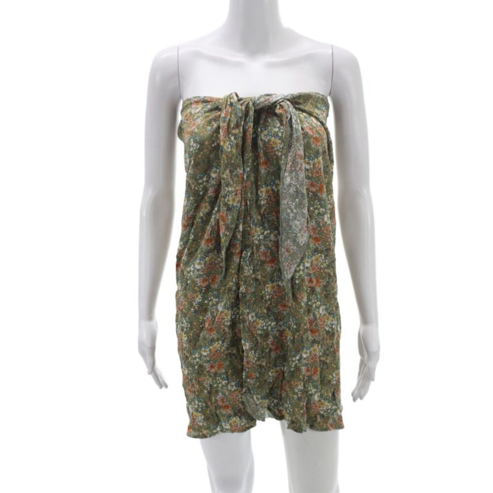 Muze Womens Green Floral Off Shoulder Wrap Dress Sleeveless Size M